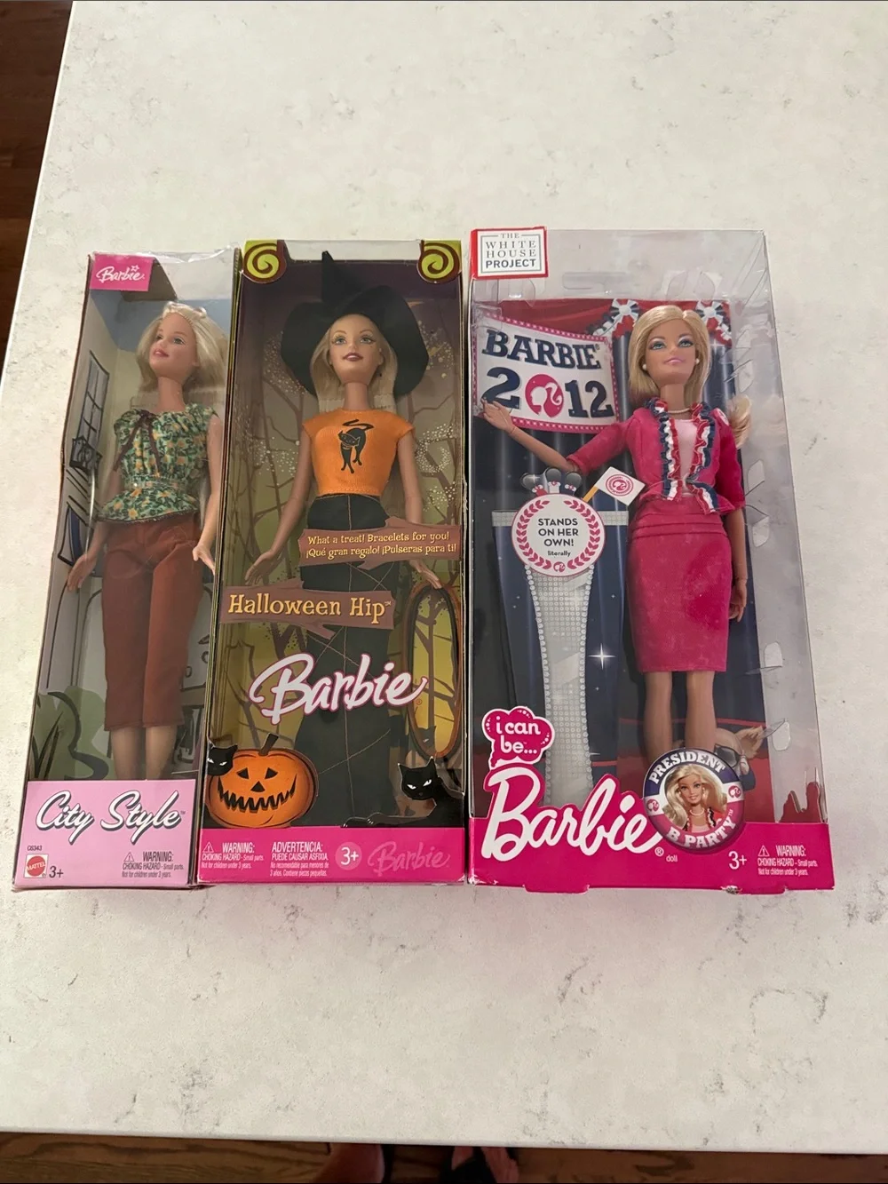Barbie Dolls. 3 different dolls. Barbie 2012, Halloween Hip, City Style. All NIB